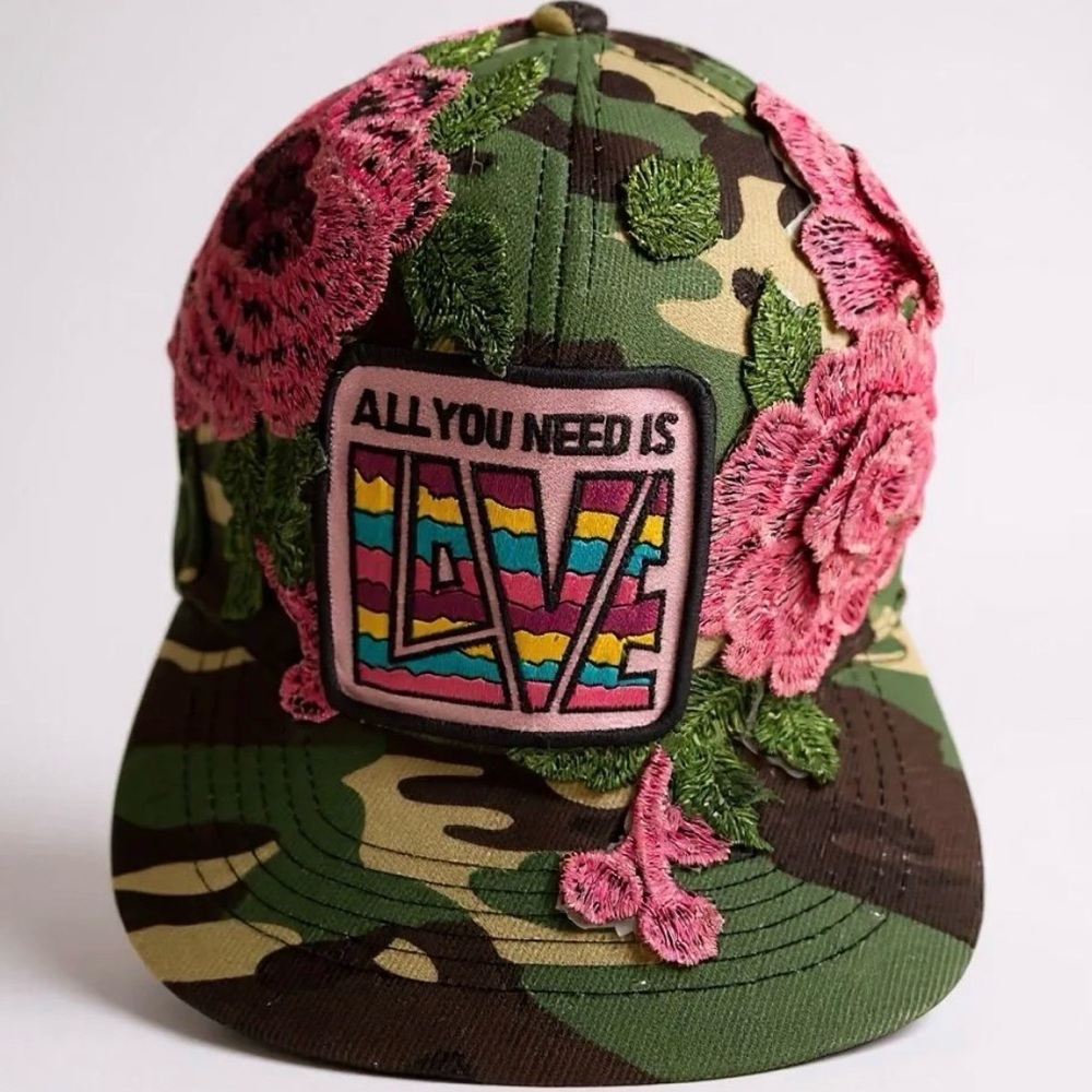 Floral Camouflage Love Patch Cap